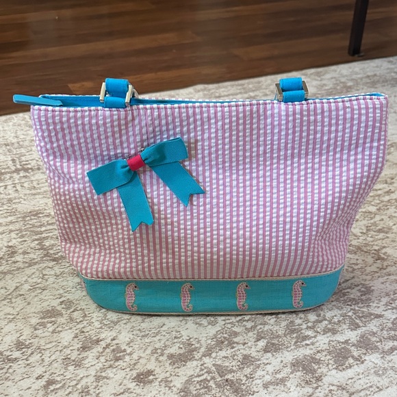 Braciano Handbags - Braciano Pink and Teal Striped Bag
